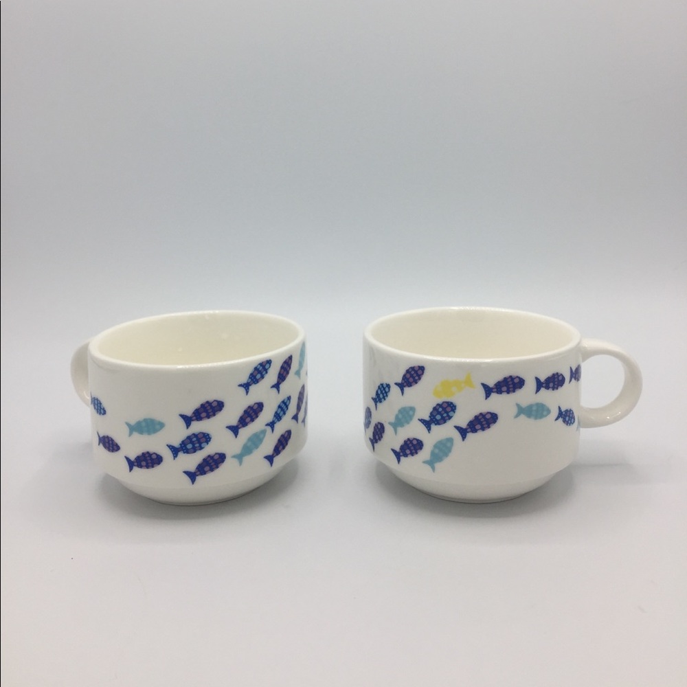 David’s Tea Stackable Fish Tea Porcelain Mugs
